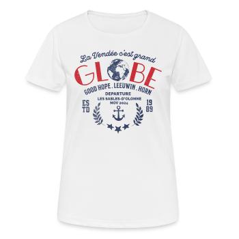 Globe nautische Regatta - Frauen T-Shirt atmungsaktiv - Weiß - Vorne - AI Model Female 172 dark (172cm)