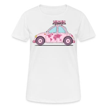 Auto mit Koffer Herz Rosa - Frauen T-Shirt atmungsaktiv - Weiß - Vorne - AI Model Female 172 dark (172cm)