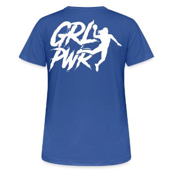 Girl Power Handball - Frauen T-Shirt atmungsaktiv - Royalblau - Hinten - AI Model Female 172 light (172cm)
