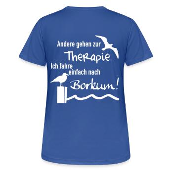 Therapie Borkum - Frauen T-Shirt atmungsaktiv - Royalblau - Hinten - AI Model Female 172 light (172cm)