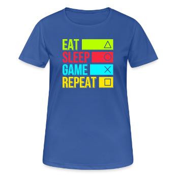 Manger le jeu de sommeil Répéter - T-shirt respirant Femme - bleu royal - Devant - AI Model Female 172 light (172cm)