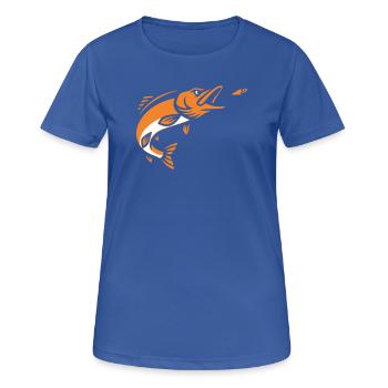Hecht Raubfisch Sprung Silhouette - Frauen T-Shirt atmungsaktiv - Royalblau - Vorne - AI Model Female 172 light (172cm)