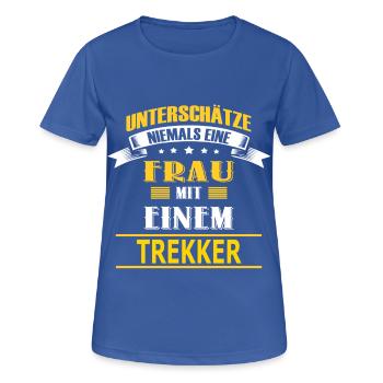 TREKKER - Frauen T-Shirt atmungsaktiv - Royalblau - Vorne - AI Model Female 172 light (172cm)