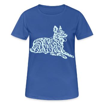 Hollandse Herder Langhaar - Frauen T-Shirt atmungsaktiv - Royalblau - Vorne - AI Model Female 172 light (172cm)