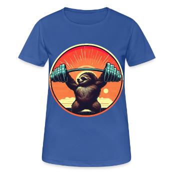 Faultier Hanteln Fitness Sunset - Frauen T-Shirt atmungsaktiv - Royalblau - Vorne - AI Model Female 172 light (172cm)