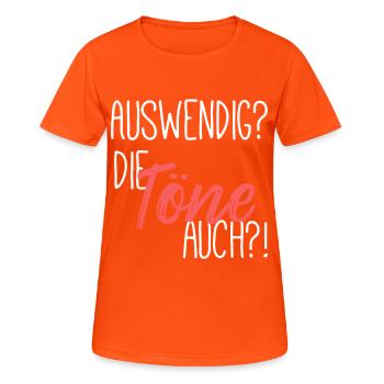 Auswendig - die Töne auch - Frauen T-Shirt atmungsaktiv - Neonorange - Vorne - AI Model Female 172 dark (172cm)