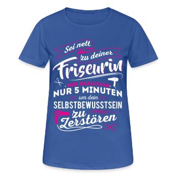 Friseurin Frisörin Haare - Frauen T-Shirt atmungsaktiv - Royalblau - Vorne - AI Model Female 172 light (172cm)