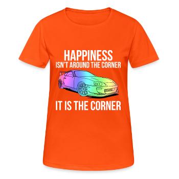 Happiness is the corner - T-shirt respirant Femme - orange néon - Devant - AI Model Female 172 dark (172cm)