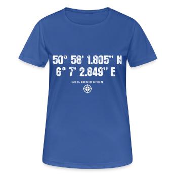 Geilenkirchen Geocacher Standort GPS Stadt - Frauen T-Shirt atmungsaktiv - Royalblau - Vorne - AI Model Female 172 light (172cm)