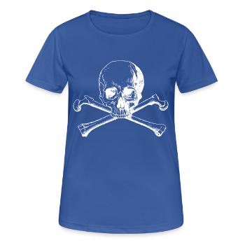 Skull with crossed bones in white - Women's Breathable T-Shirt - royal blue - Front - AI Model Female 172 light (172cm)