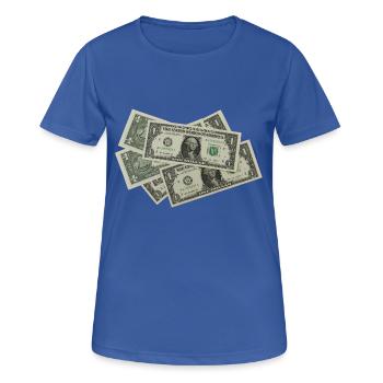 Geld - Dollar - Bargeld - Frauen T-Shirt atmungsaktiv - Royalblau - Vorne - AI Model Female 172 light (172cm)