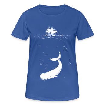 Moby Dick avec bateau - T-shirt respirant Femme - bleu royal - Devant - AI Model Female 172 light (172cm)