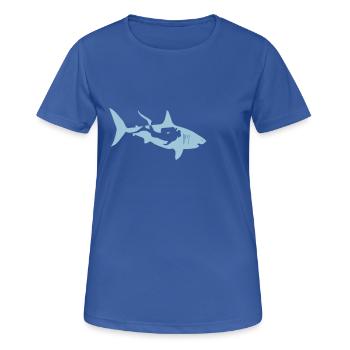 scuba diving diver shark jaws whale dolphin - Women's Breathable T-Shirt - royal blue - Front - AI Model Female 172 light (172cm)