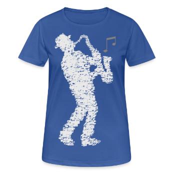 saxophone_player_made_of_notes_09201601 - Frauen T-Shirt atmungsaktiv - Royalblau - Vorne - AI Model Female 172 light (172cm)