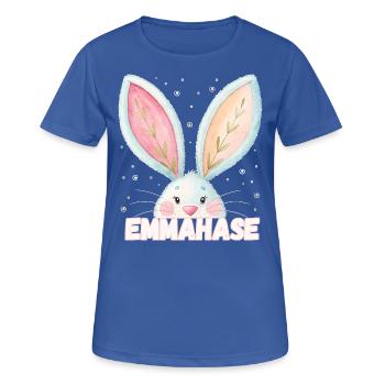 Nom Emma Lapin Emma Lapin Emma Nom de l’animal - T-shirt respirant Femme - bleu royal - Devant - AI Model Female 172 light (172cm)