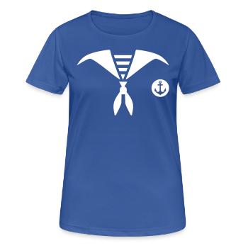Matrose Kostüm Seefahrer Matrosenkostüm Uniform - Frauen T-Shirt atmungsaktiv - Royalblau - Vorne - AI Model Female 172 light (172cm)