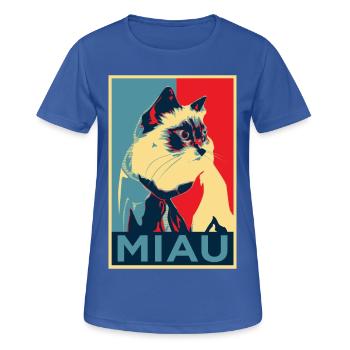 bébé cloche chat - miaou - Obama de style - T-shirt respirant Femme - bleu royal - Devant - AI Model Female 172 light (172cm)