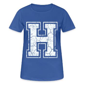Un caractère H dans blanc in Used Look - T-shirt respirant Femme - bleu royal - Devant - AI Model Female 172 light (172cm)
