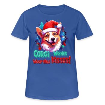 Pembroke Welsh Corgi In Red Santa Cap - Women's Breathable T-Shirt - royal blue - Front - AI Model Female 172 light (172cm)