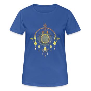 Blume des Lebens, Heilige Geometrie, Amulett, Yoga - Frauen T-Shirt atmungsaktiv - Royalblau - Vorne - AI Model Female 172 light (172cm)
