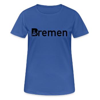 Bremen Ortsschild Skyline mit Bremer Stadtmusikant - Frauen T-Shirt atmungsaktiv - Royalblau - Vorne - AI Model Female 172 light (172cm)