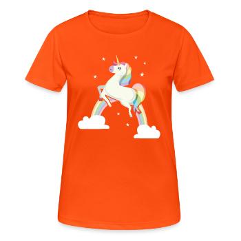 Unicorn Fantasy - Frauen T-Shirt atmungsaktiv - Neonorange - Vorne - AI Model Female 172 dark (172cm)