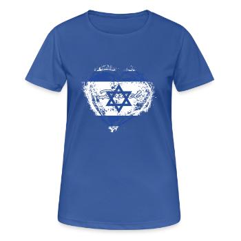 PAYS CADEAU ROOTS AMOUR Israël - T-shirt respirant Femme - bleu royal - Devant - AI Model Female 172 light (172cm)