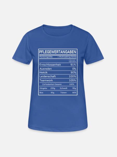 Pflegepersonal - Pflegewertangaben - Frauen T-Shirt atmungsaktiv - Royalblau