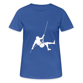 2 grimpeurs escalade de descente en rappel abseil - T-shirt respirant Femme - bleu royal - Devant - AI Model Female 172 light (172cm)