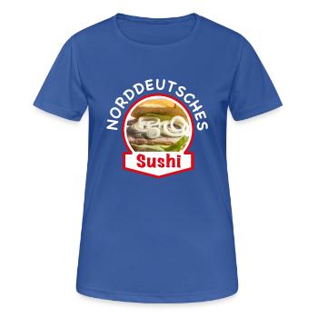 Norddeutsches Sushi | Fischbrötchen Matjes Hering - Frauen T-Shirt atmungsaktiv - Royalblau - Vorne - AI Model Female 172 light (172cm)