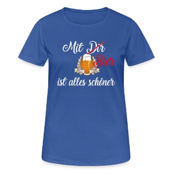 Mit Bier / Bier / Trinken / Party - Frauen T-Shirt atmungsaktiv - Royalblau - Vorne - AI Model Female 172 light (172cm)