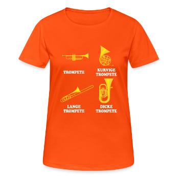 Trompete - Frauen T-Shirt atmungsaktiv - Neonorange - Vorne - AI Model Female 172 dark (172cm)