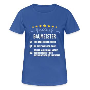 BAUMEISTER - Frauen T-Shirt atmungsaktiv - Royalblau - Vorne - AI Model Female 172 light (172cm)