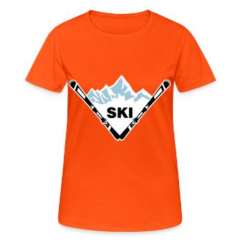 Ski and mountain - Women's Breathable T-Shirt - neon orange - Front - AI Model Female 172 dark (172cm)