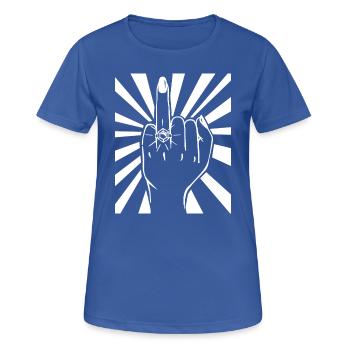 Middle Finger Ring Finger Just Married Wife Humor - Women's Breathable T-Shirt - royal blue - Front - AI Model Female 172 light (172cm)
