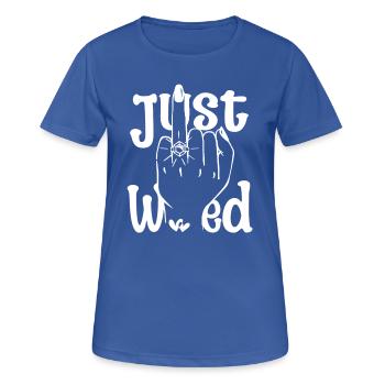 Doigt d’honneur marié Mariage Juste marié - T-shirt respirant Femme - bleu royal - Devant - AI Model Female 172 light (172cm)