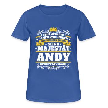 Seine Majestät Andy - Frauen T-Shirt atmungsaktiv - Royalblau - Vorne - AI Model Female 172 light (172cm)