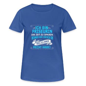 FRISEURIN - Frauen T-Shirt atmungsaktiv - Royalblau - Vorne - AI Model Female 172 light (172cm)