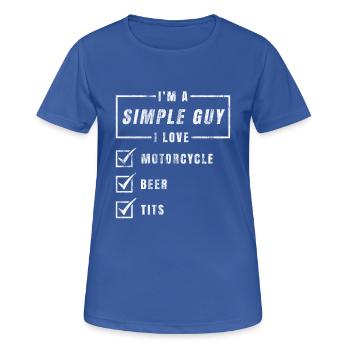 Drôle de sort hommes moto de bière seins chemise - T-shirt respirant Femme - bleu royal - Devant - AI Model Female 172 light (172cm)