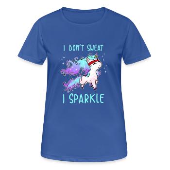 Je ne transpire pas I Sparkle Unicorn Gym Workout - T-shirt respirant Femme - bleu royal - Devant - AI Model Female 172 light (172cm)