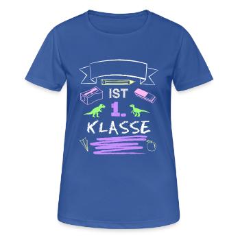 Erste Klasse Shirt für Schulanfänger mit Namen - Frauen T-Shirt atmungsaktiv - Royalblau - Vorne - AI Model Female 172 light (172cm)