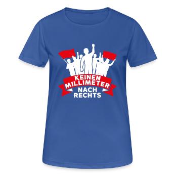 Keinen Millimeter nach rechts - Frauen T-Shirt atmungsaktiv - Royalblau - Vorne - AI Model Female 172 light (172cm)
