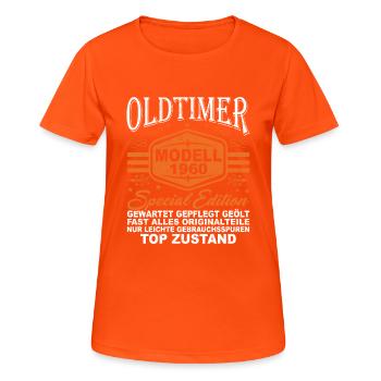 Oldtimer Modell 1960 Special Edition - Frauen T-Shirt atmungsaktiv - Neonorange - Vorne - AI Model Female 172 dark (172cm)