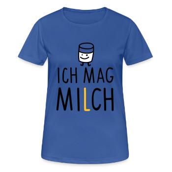 Ich mag Milch (b) - Frauen T-Shirt atmungsaktiv - Royalblau - Vorne - AI Model Female 172 light (172cm)