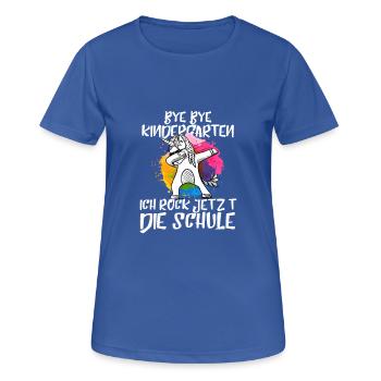 Lustiges Shirt zur Schuleinführung, Einschulung - Frauen T-Shirt atmungsaktiv - Royalblau - Vorne - AI Model Female 172 light (172cm)