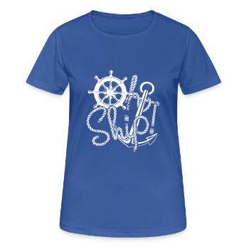 Bateau à voile voilier bateau à moteur - T-shirt respirant Femme - bleu royal - Devant - AI Model Female 172 light (172cm)
