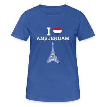 I Love Amsterdam Coole Niederländische Flagge Eiffelturm - Frauen T-Shirt atmungsaktiv - Royalblau - Vorne - AI Model Female 172 light (172cm)