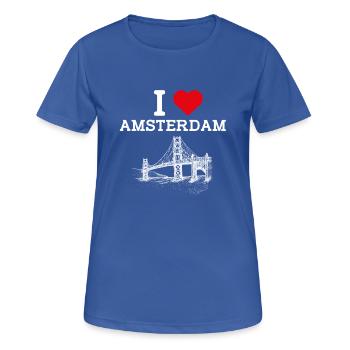 I love Amsterdam Niederlande Golden Gate Bridge Wortspiel - Frauen T-Shirt atmungsaktiv - Royalblau - Vorne - AI Model Female 172 light (172cm)