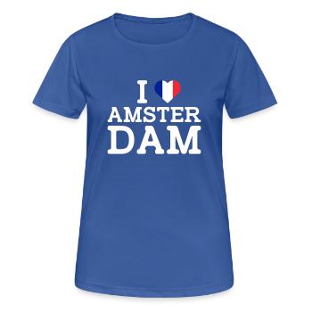I love Amsterdam Frankreich Flagge Herz Cool Niederlande - Frauen T-Shirt atmungsaktiv - Royalblau - Vorne - AI Model Female 172 light (172cm)