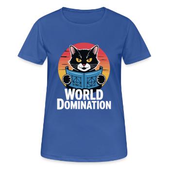 Domination mondiale – un chat avec de grands projets - T-shirt respirant Femme - bleu royal - Devant - AI Model Female 172 light (172cm)